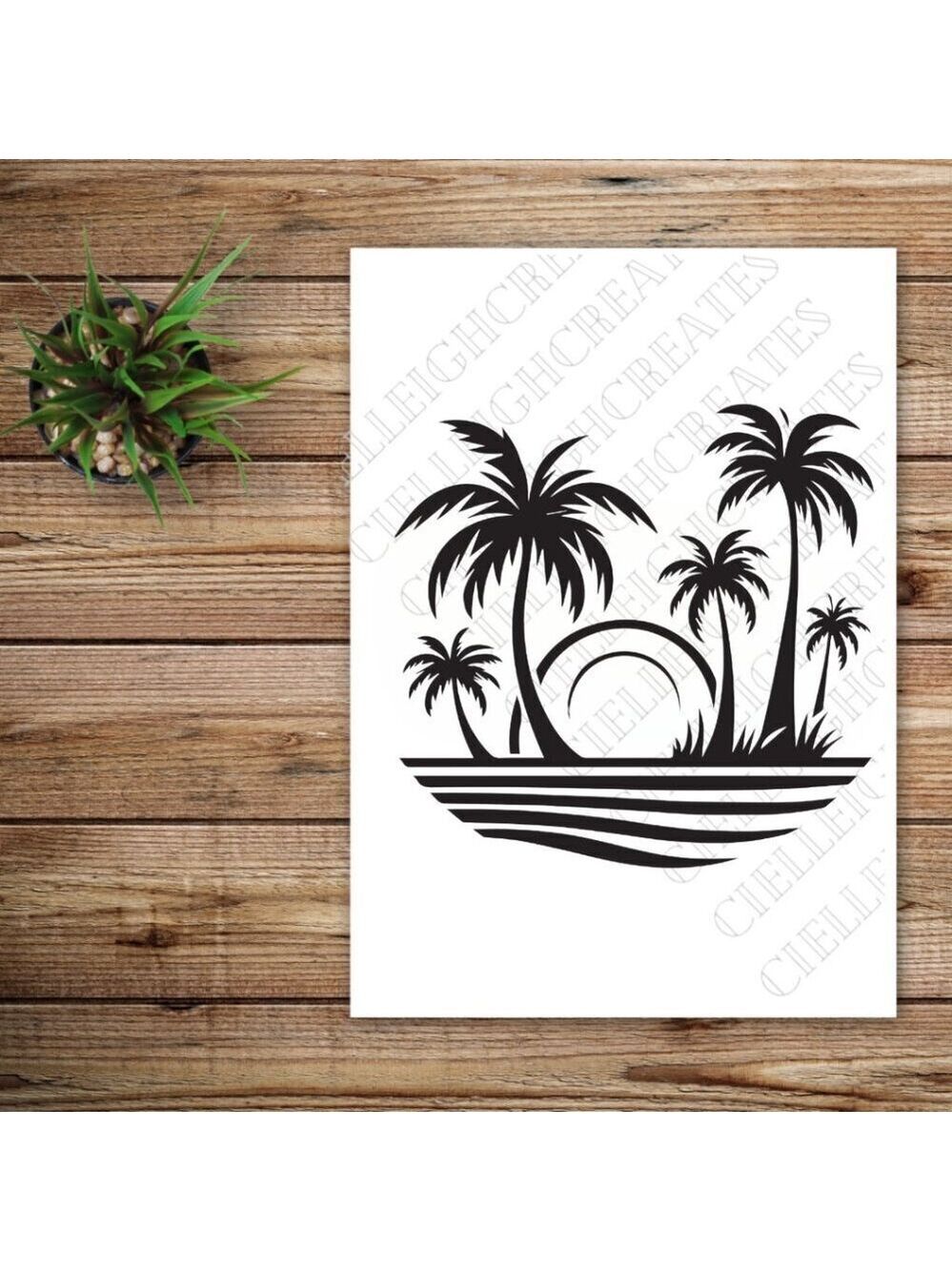 *2 for $20* Palm Trees, sun, ocean vinyl decal Sticker Handcrafted